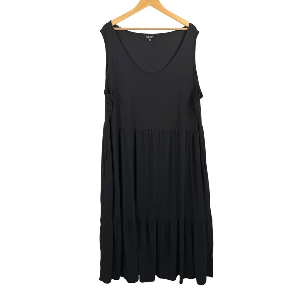Nicole Miller lagen look jersey knit tiered midi‎ beach dress black 90s sz 3X